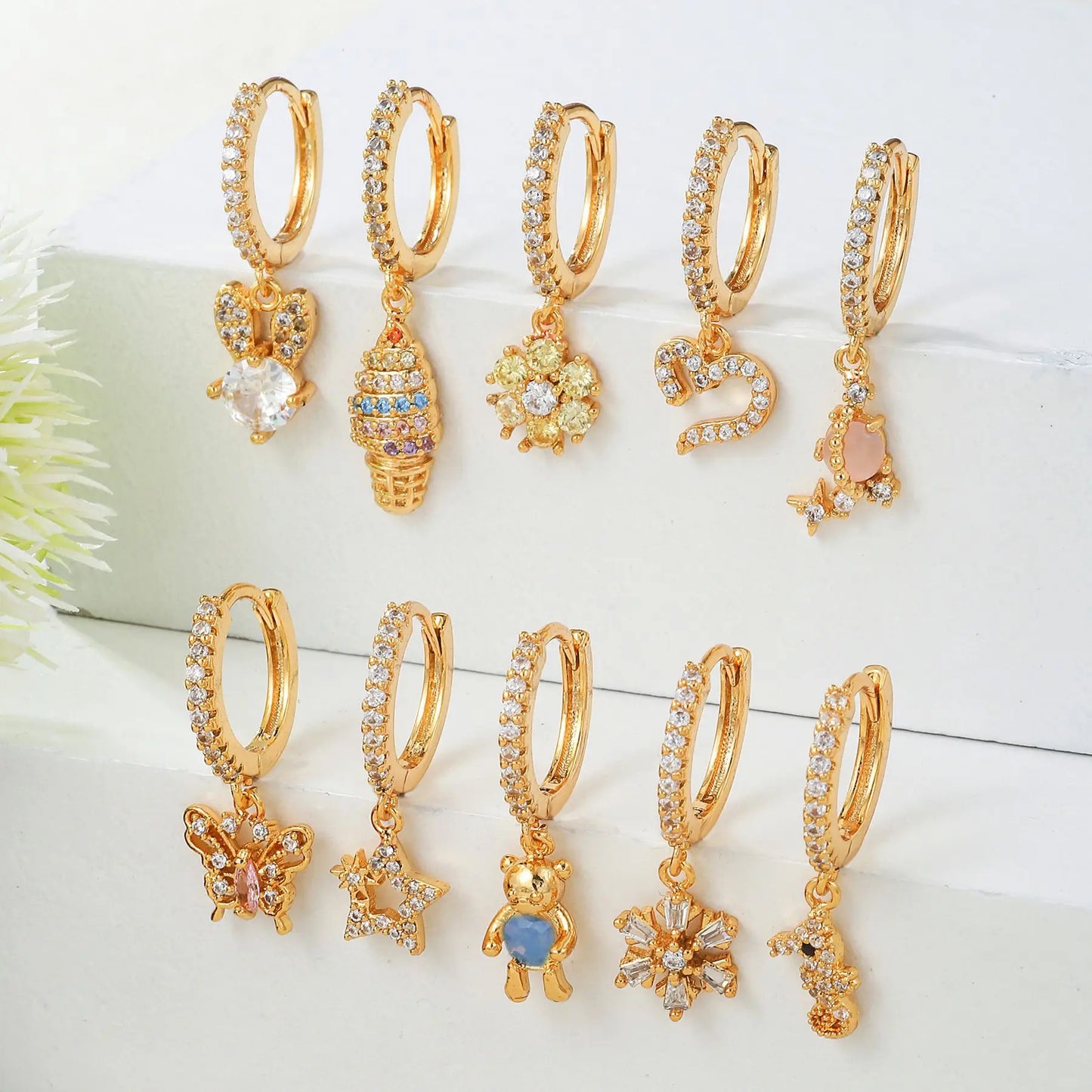 Gab New Dangle Zircon Cartilage Studs Gold Earrings Hoop Cartilage Piercing Earrings Helix Wholesale Piercing Jewelry