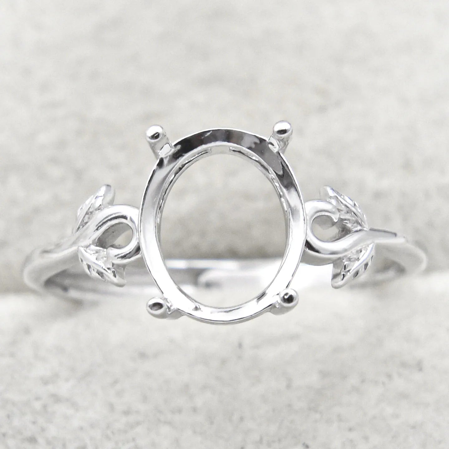 Sterling Silver 8*10mm Semi Mount Ring Frame Empty Blank Support Claws Setting S925 Base Holder Without Center Stone for Inla