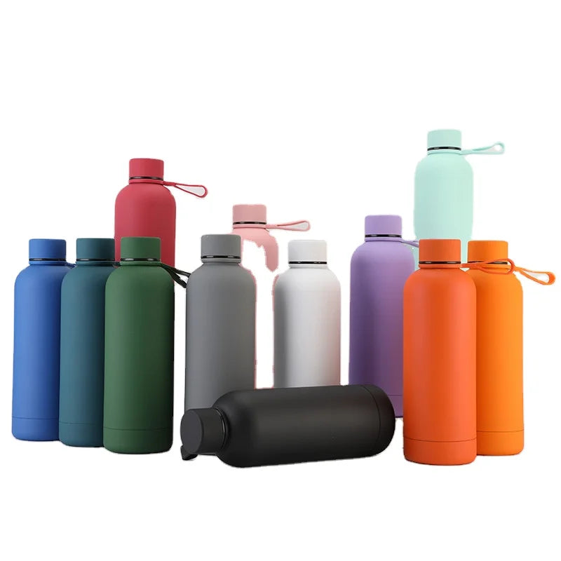 Custom 500ml 16oz Small Mouth Reusable Metal Double Wall Flask Thermos Vacuum Bottle Insulated Water Bottles Stainless Steel