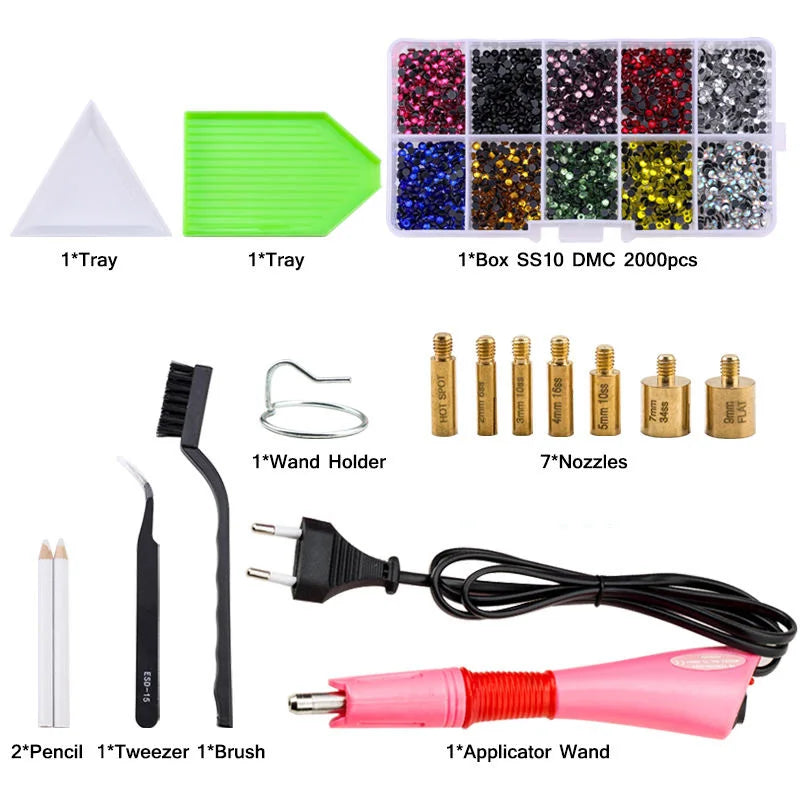 Cheap Factory Directly Sale Fast Heating Press Hot Fix Rhinestone Applicator Accessories Kit for Wedding Dress Shoes Crystal 