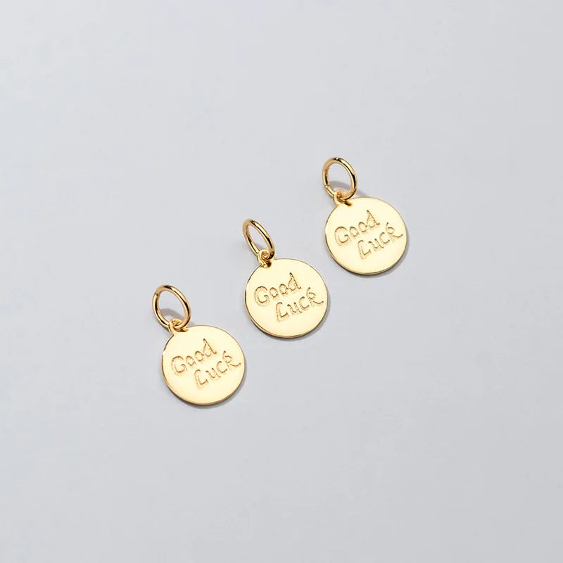 S925 Sterling Silver Round Card Charm Bracelet Pendant DIY Jewelry Accessories Handmade Charms for Jewelry Making Wholesale