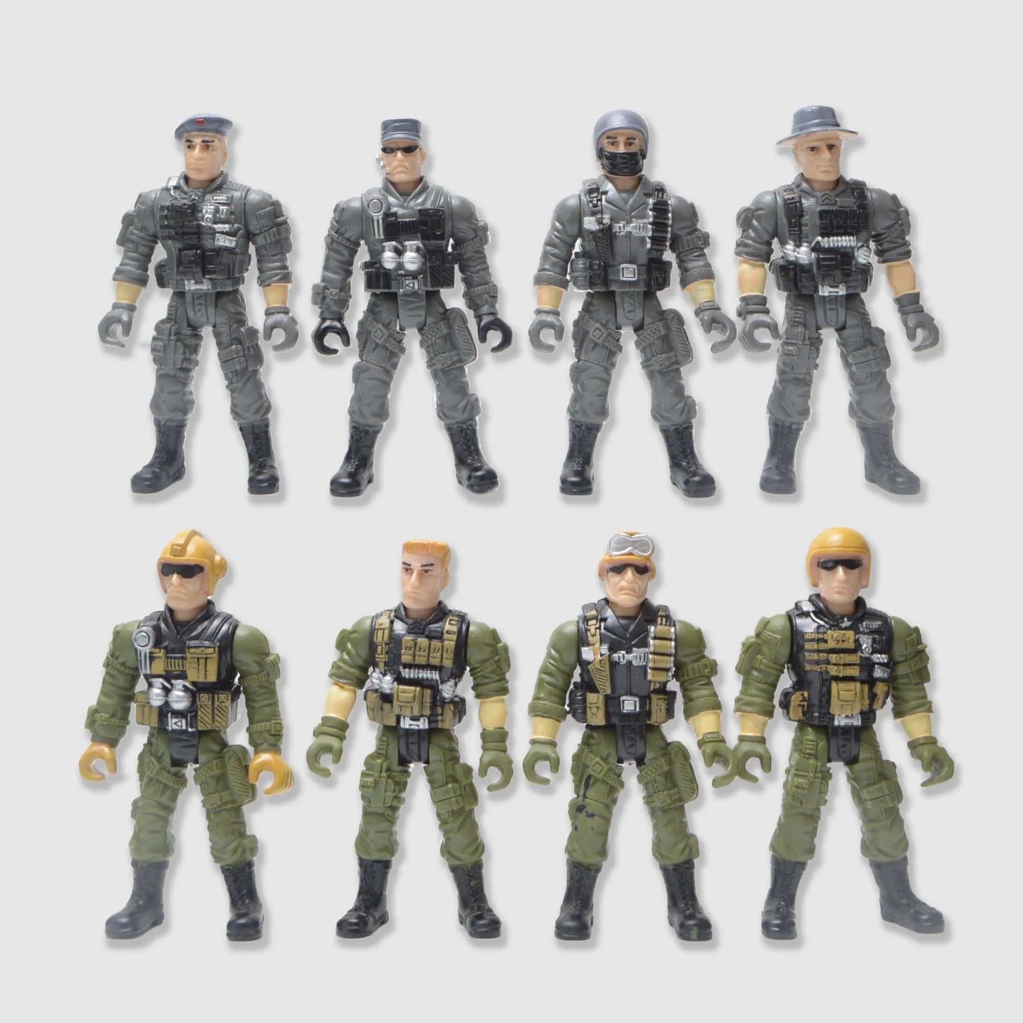 1:12 Scale 8-Piece PVC Anime GI Joe Army Men Toy Soldiers with Movable Arm & Leg for Kids