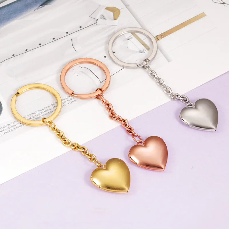 Personalized DIY Photo Stainless Steel 18K Gold Plated Name Engraved Opens Locket Mirror Polished Waterproof Keychain