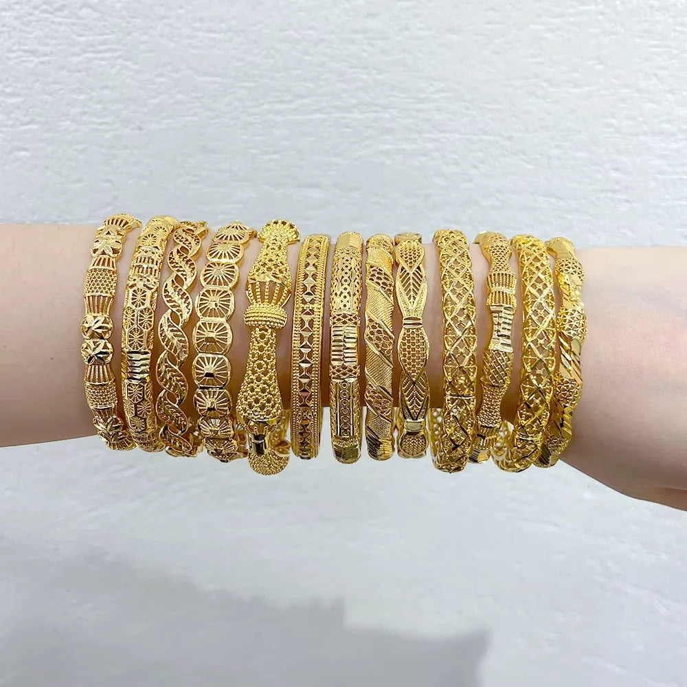 Women Jewelry Bracelet Gold Bangles 24k for Plated Bracelets Wholesale Women Gold-plated Brass Gold Bangles
