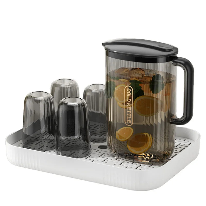 Plastic Large Capacity Cooling Water Bottle Heat-resistant Transparent Water Bottle and Cup Set