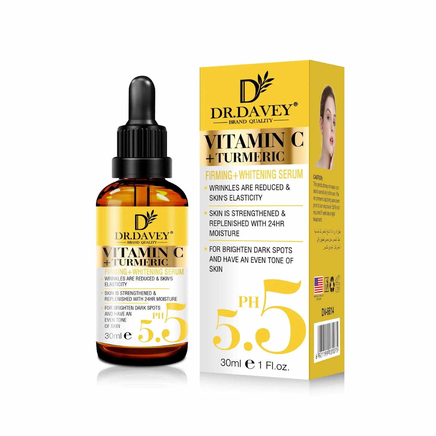 OEM ODM Private Brand Organic Skin Care Whitening Face Serum Vitamin C Turmeric Anti-Aging Serum