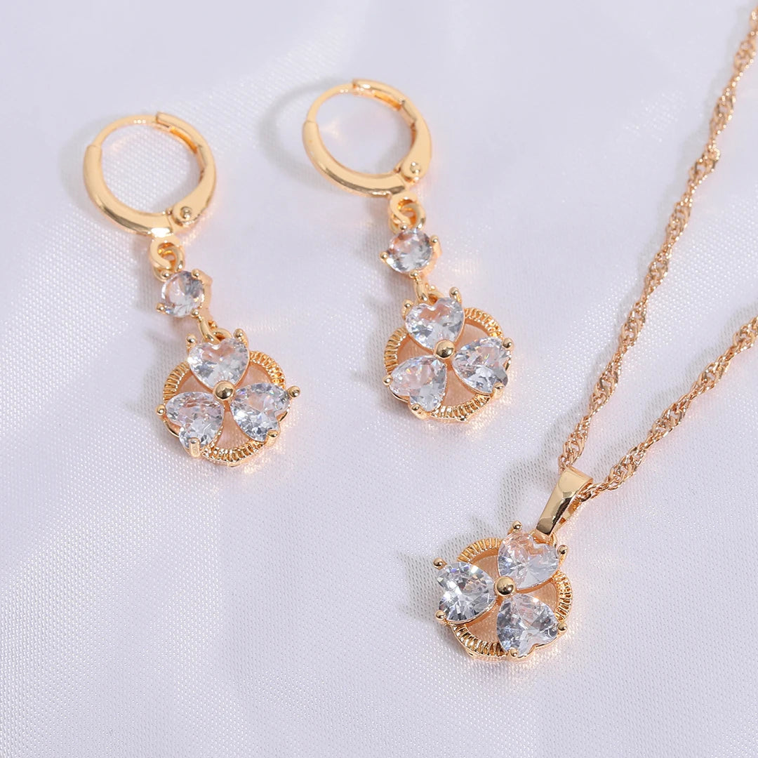 Wholesale Dubai Fine Jewelry Set Zirconia Bridal 18K Gold Plated Jewelry Set Diamond Gift Fashion Jewelry Set Product for Wom