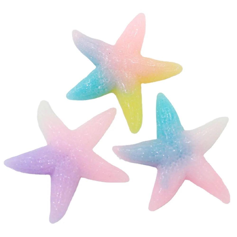 Glitter Crystal Sea Star Resin Flatback Kawaii Cabochons Fit Handmade Hair Bow Center Home DIY Decoration