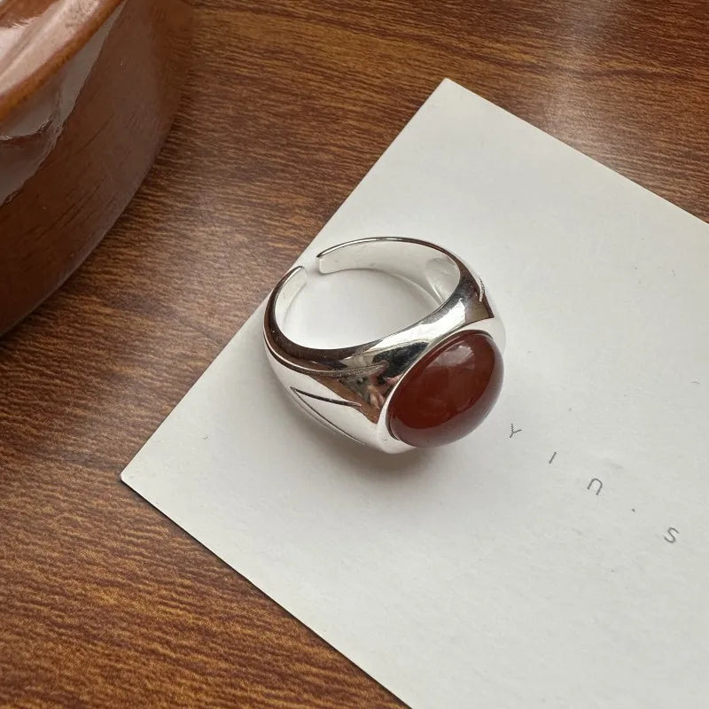 The Everyday Classic Timeless Red Agate in a Polished 925 Silver Setting Simple & Elegant Ring That Goes with Everything