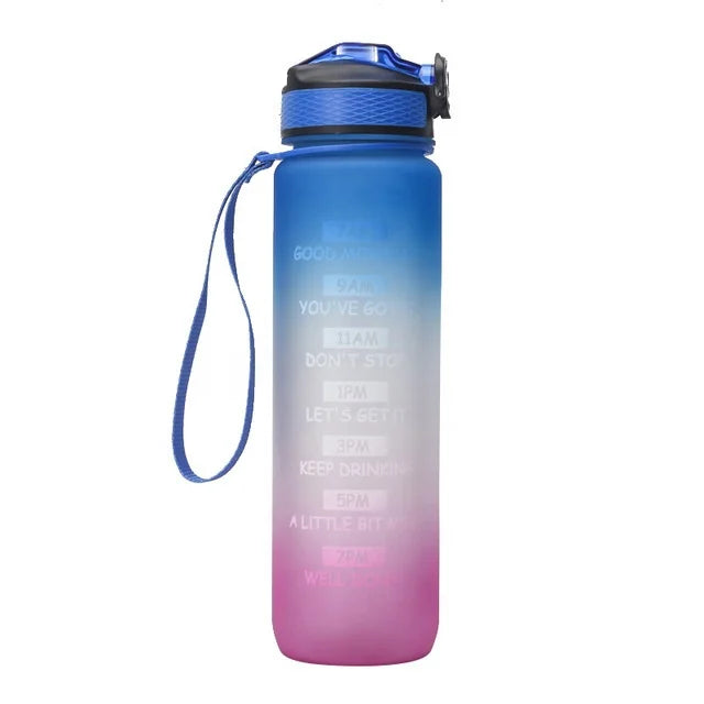 Custom Logo Gradient Color Frosted Gym Water Bottle Direct Drinking Fitness Outdoor Sports Jug with Graduated Pipette