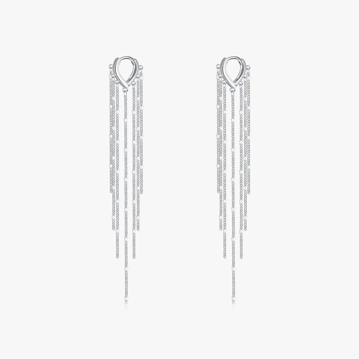 Long Tassel Drop Earrings Real 925 Sterling Silver Fashion Link Chain Dangle Earrings for Women Fine Jewelry Accessories