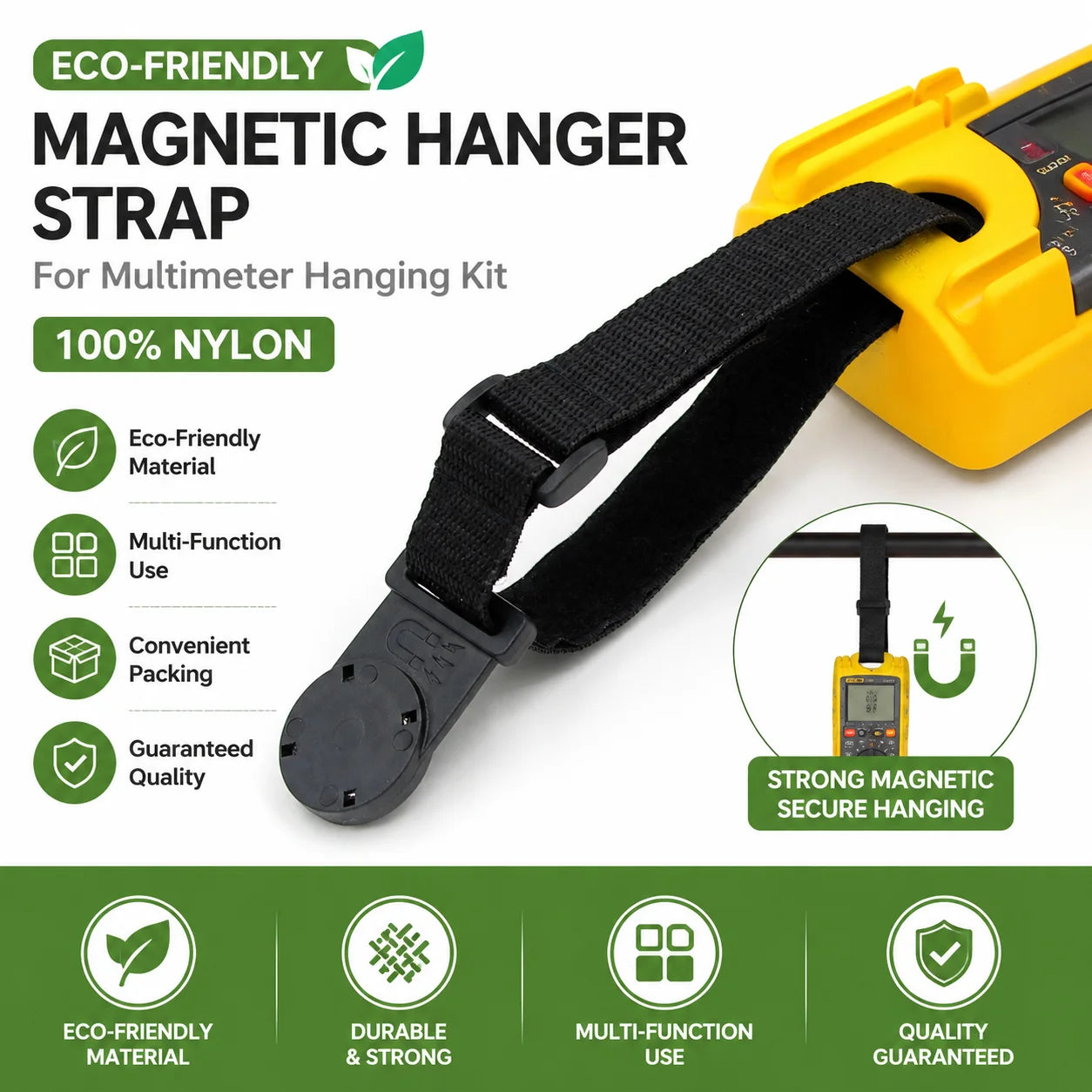 Vtape Eco-Friendly Magnetic Hanger Strap Strong Adhesive for Multimeter Hanging Kit-Universal 100% Nylon Multi-Function for
