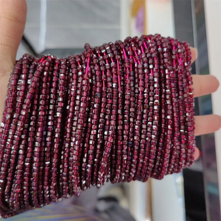 2*2mm Cube Faceted Square Shape Beads Healing Gemstone Loose Beads DIY Jewelry Garnet Beads