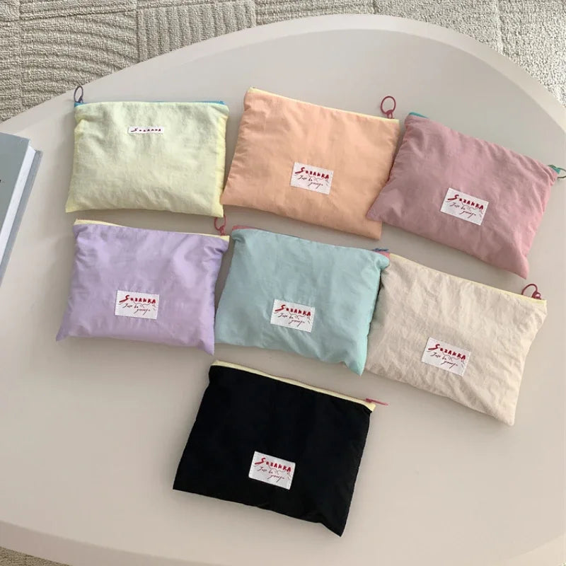 Cute Contrast Color Women Change Purse Handbags Retro Letter Female Storage Bag Makeup Case Soft Portable Ladies Cosmetic Bag