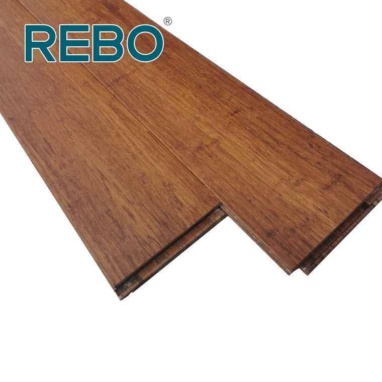Indoor Carbonized Strand Woven Bamboo Wood Flooring Tiles Modern Design Charcoal Surface Hotel Use