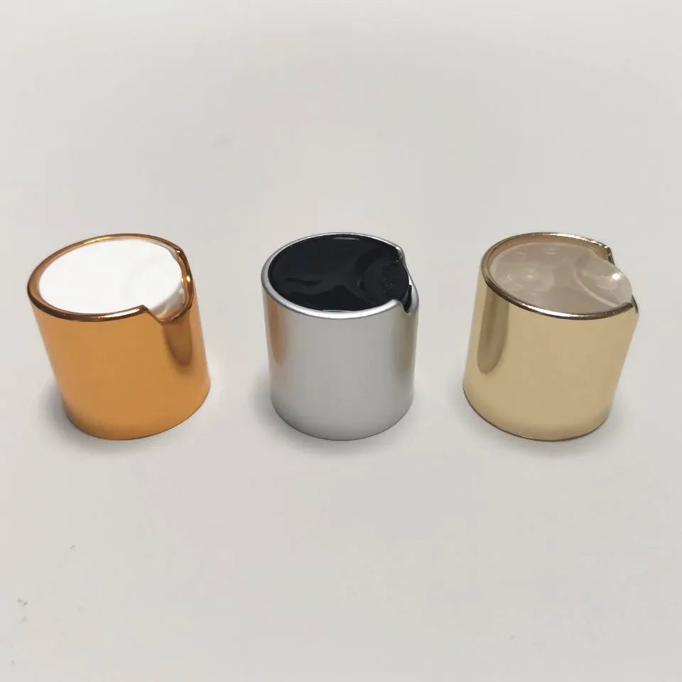 Cosmetic Aluminum 24/410 Golden Mist Press Disc Top Cap for Shampoo Lotion Bottles