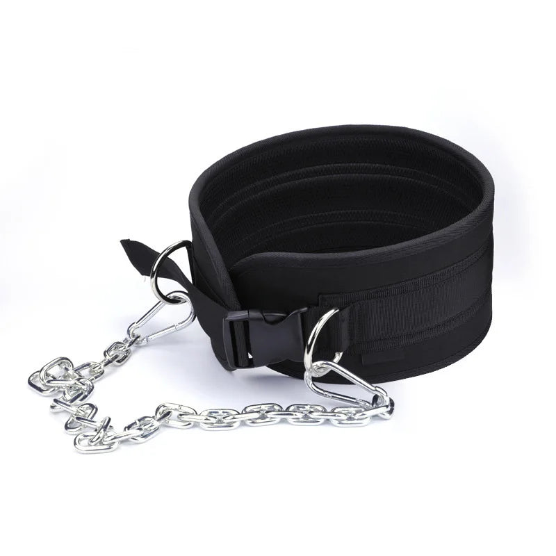 2026 Custom Logo Gym Fitness Exercise Weighted Belt Cowhide Breathable Weightlifting Dipping Steel Chain Nylon Deep Pull Belt