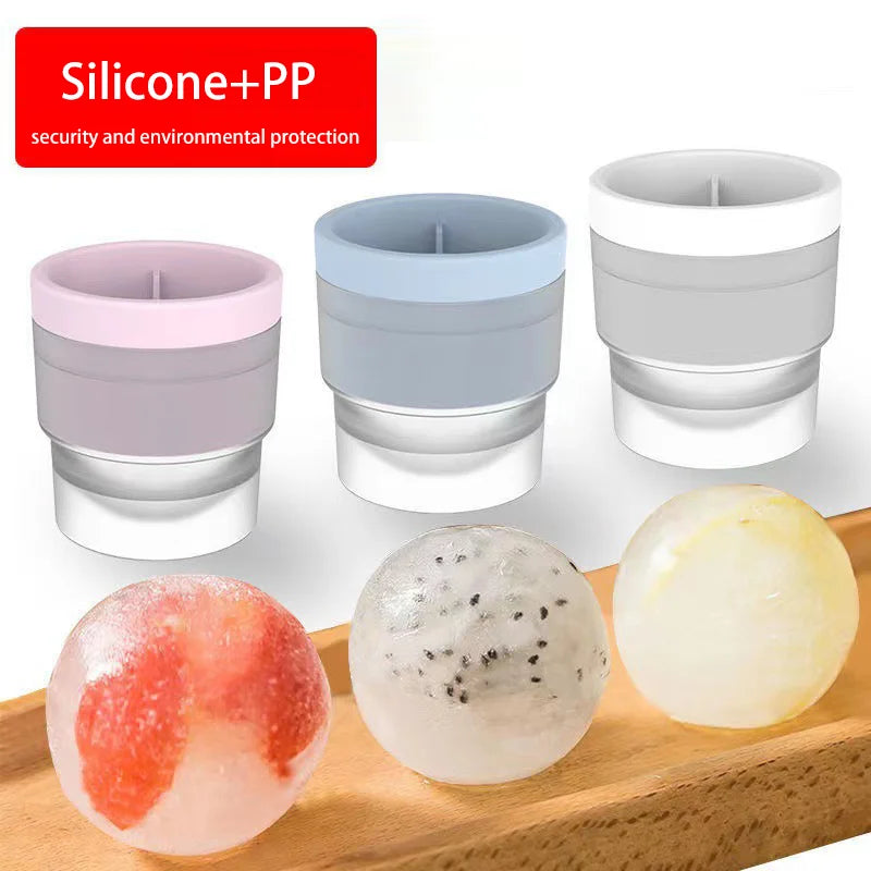 Besafe 6cm Reusable Silicone Ice Cube Tray Big Spherical Circular Round Ice Ball Maker Mold for Whiskey Ice Cream Maker Tools