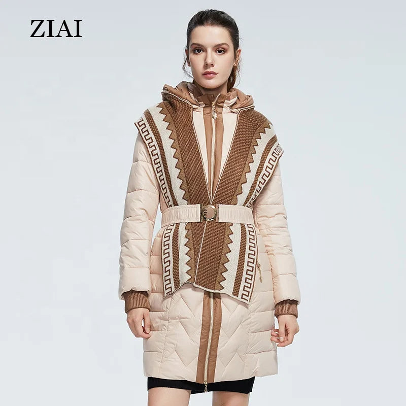 New Fashion Long Women Duck Down Coat With Scarf Winter Clothes for Women Waterproof Puffer Coat Woman