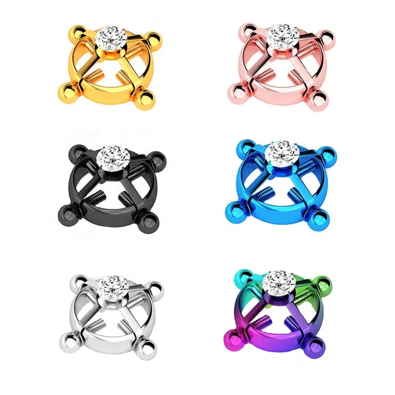 Wholesale 316L Stainless Steel Women Sex Toy Jewelry Adjustable Clip on Nipple Ring None Piercing Zircon Nipple Rings