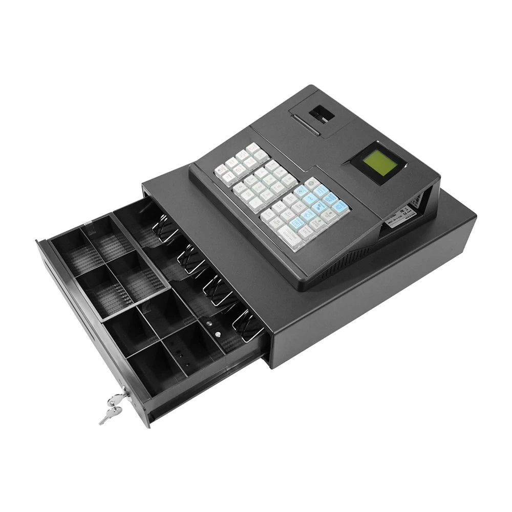 EU Plug Electronic Cash Register 39 Keyboard Cash Management POS System With Drawer for Retail ECR600