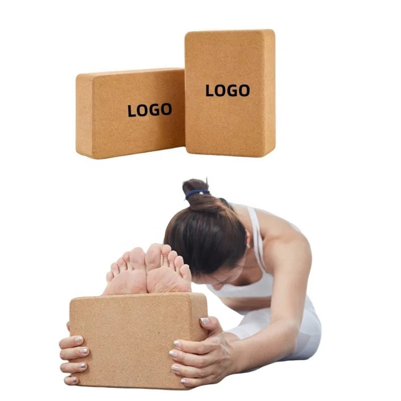 Custom Logo Eco-friendly Water-proof Cork Yoga Blocks for Home Exercise 23*15*10cm Size High Density for Yogis