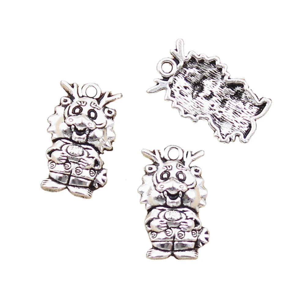 Charms China Loong Dragon 27x16mm Tibetan Silver Color Pendants Antique Jewelry Making DIY Handmade Craft