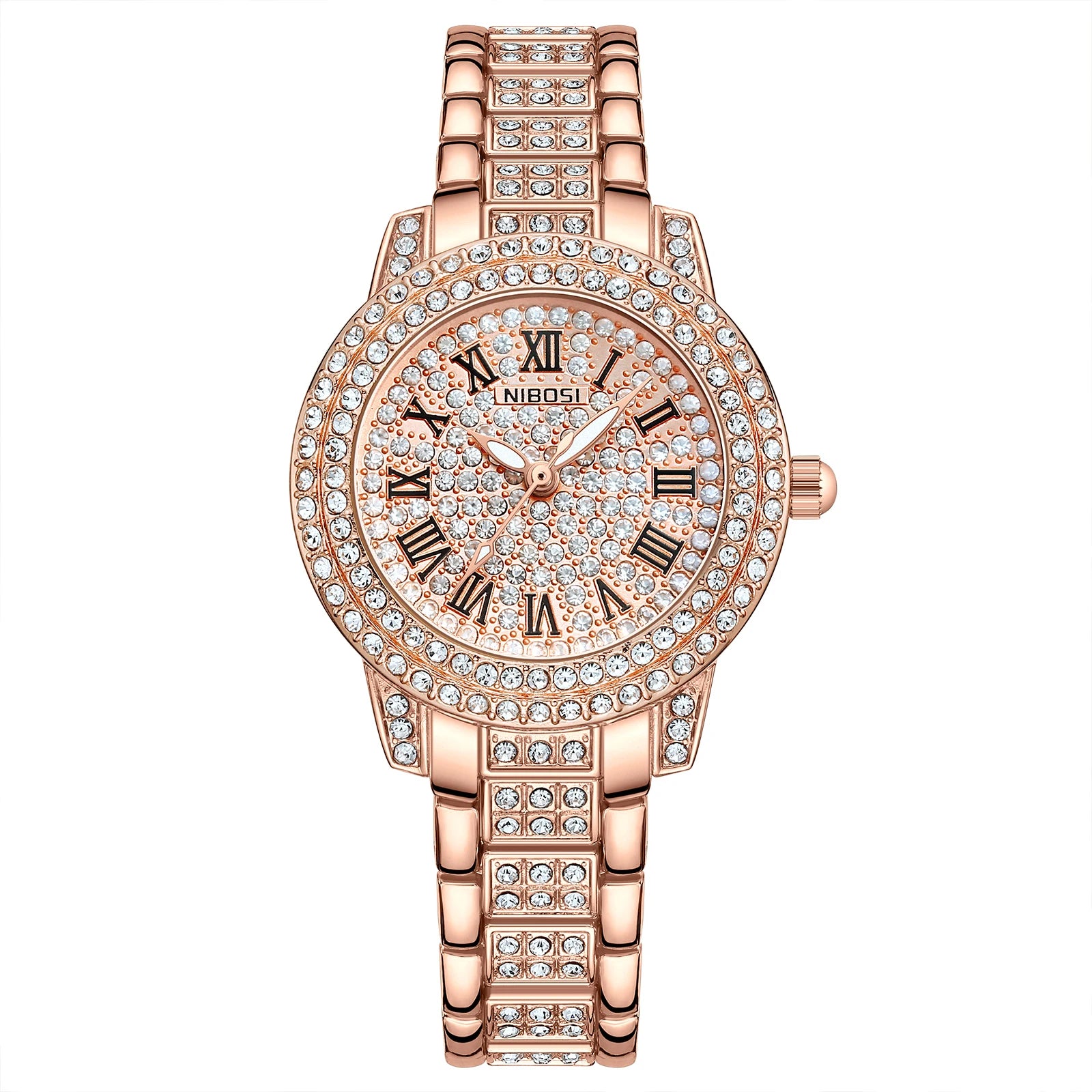NIBOSI Women's Watch Analog Quartz Rose Gold Diamond Watches for Women Fashion Luxury Waterproof Girl Wrist Watch