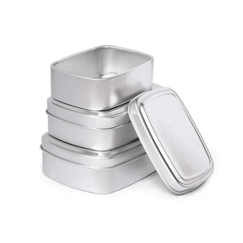 Rectangular Aluminium 50ML Jars Empty Customized Printing Silver Metal Sugar Cookies Gift Box Luxury Square 100G Container Ti