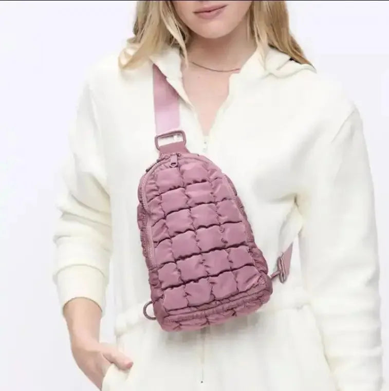 Wholesale Shoulder Factory Puffer Custom Fanny Pack  Crossbody Chest Bag for Women Puffer Sling Bag
