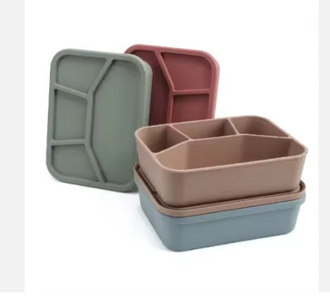 Silicone Bento Box Eco-Friendly Leak-Proof Lunch Box Custom Logo Packaging Rectangle Bento Boxes for Adult