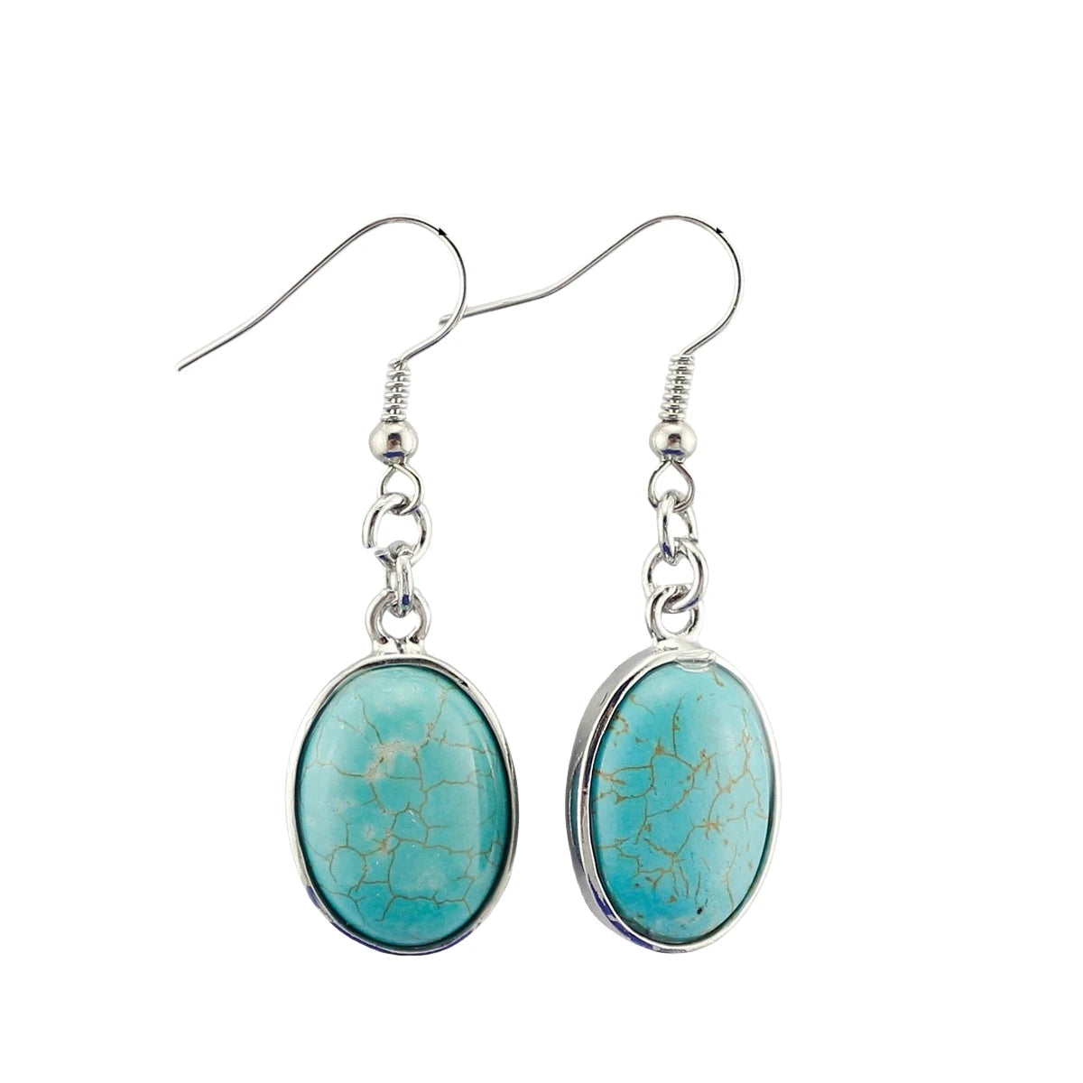 Most Popular Turquoise Pendant Earring Round Shape Woman Natural Gemstone Lucky Earring