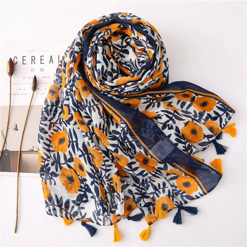 Fashion Vintage Style Colorful Ladies Shawl Scarf Bohemian Cashew Print Women Voile Scarf