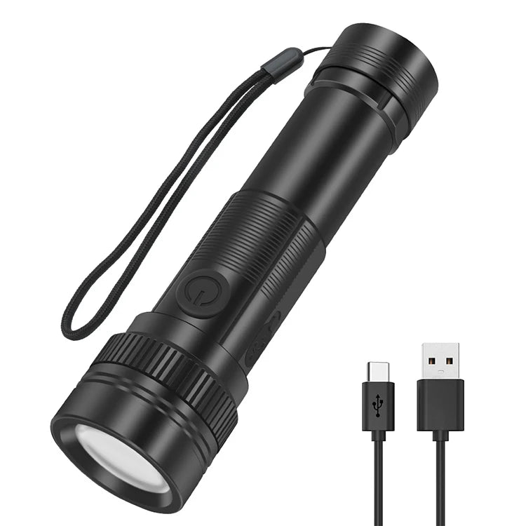 Boruit ST12 High Bright Zoom Focus Flashlights Portable Long Range 300 Meters Recharging Flashlight Mini Multiple Use Flashli