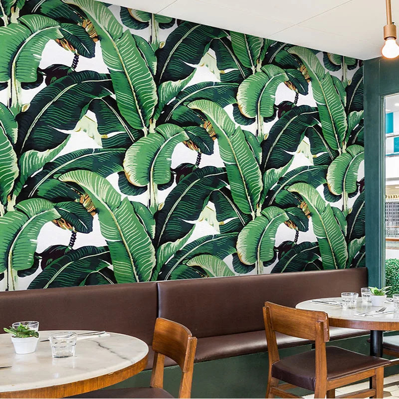 Waterproof Anti-Static Banana Leaf 3D Background Wallpaper Hand-Painted Tropical Rainforest Wall Covering Nordic Ins Small Fr