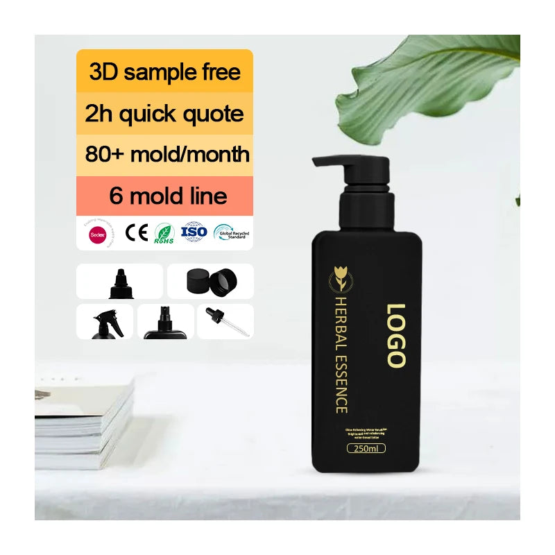 7days Sample Custom PET Skin Care Pump Sprayer Plastic Bottle Screen Printing PP Facial Cleanser Plastic Bottle