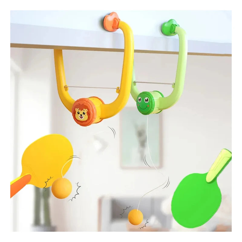 Samtoy Kid Indoor Sport Toy Plastic Hanging Suspend Floating Pingpong Training Hanging Table Tennis Trainer With 2 Racket 3 B
