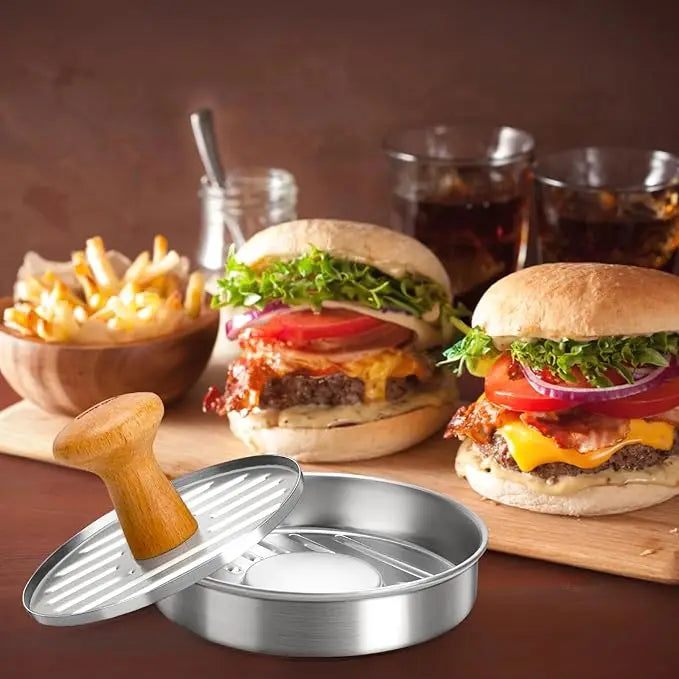 Stainless Steel Burger Press Patty Maker Non-Stick Hamburger Press Grilling BBQ Cooking Flattening Patties Searing Juicy Burg