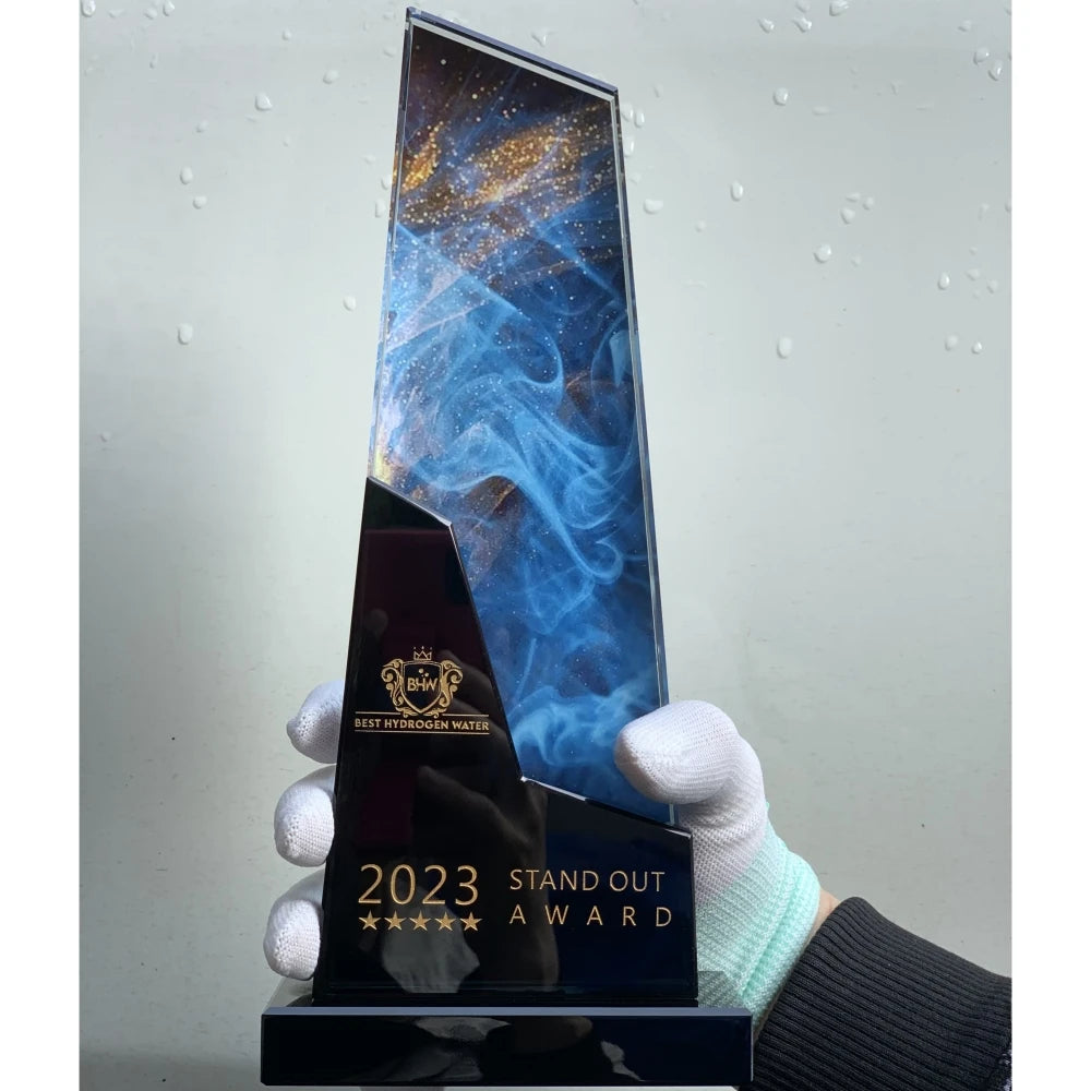 Wholesale Printing Crystal Trophy Awards Custom 3d Laser Encarving Office Trophy Marble Crystal Glass Trophies for Business G