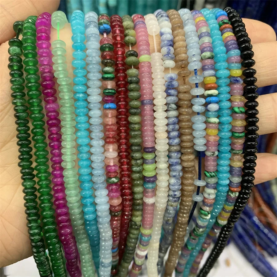 Hui Rui 2*4mm Dyed Jade Heishi Beads 4*2mm Diy Spacer Rainbow Flat Disc Bead Spacers Rondelle Spacer Beads for Jewelry Making