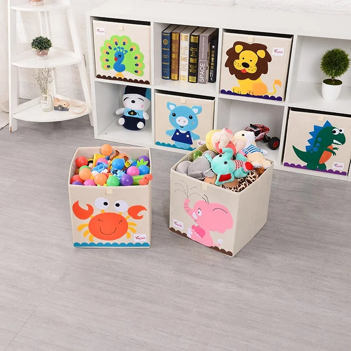 Large Cartoon Oxford Fabric Foldable Cube Cute Storage Box Sundries Clothes Storage Organizer Kids Cube Toy Organizer Box