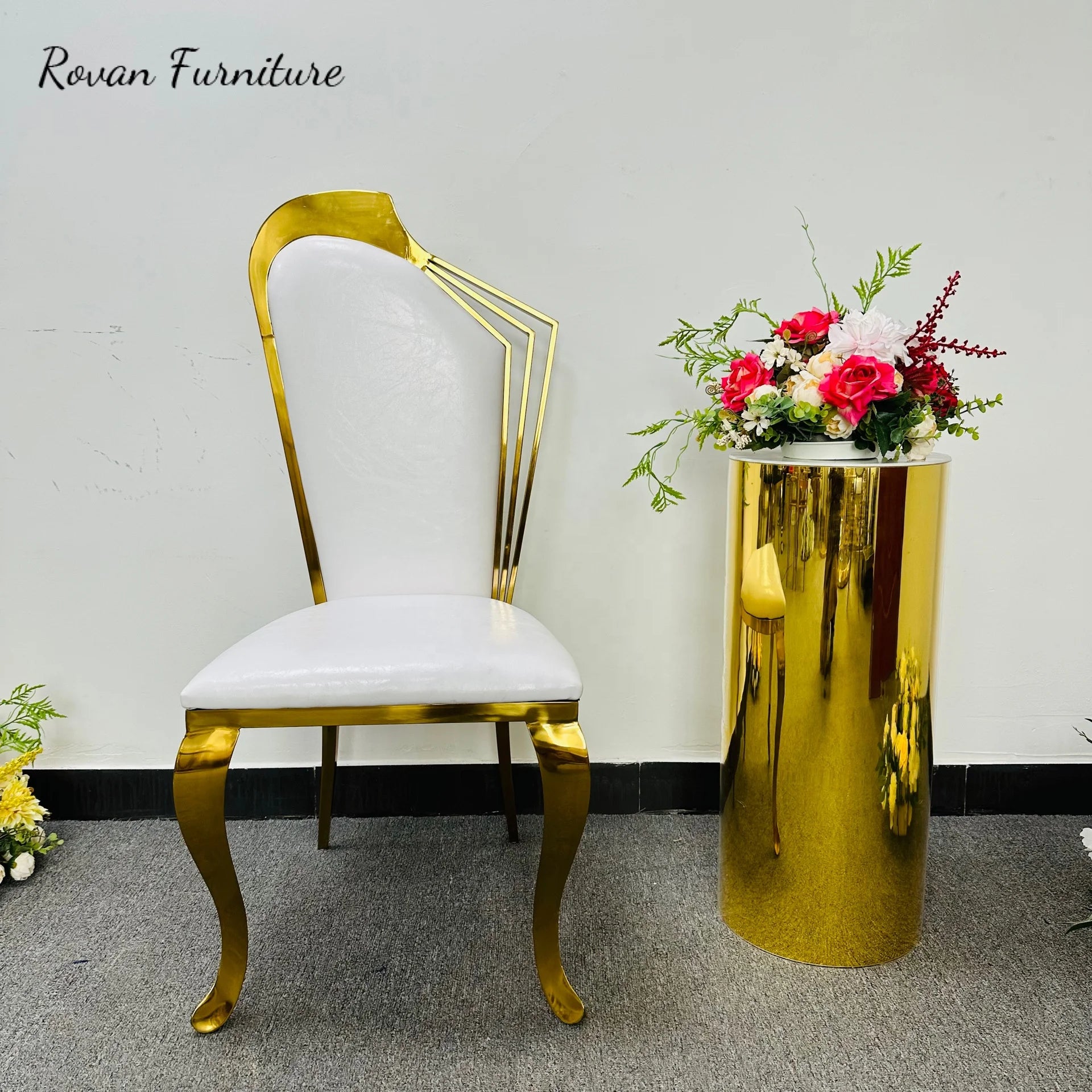 Hot Selling Gold New Design PU Leather Stainless Steel Hotel Banquet Event Wedding Chair