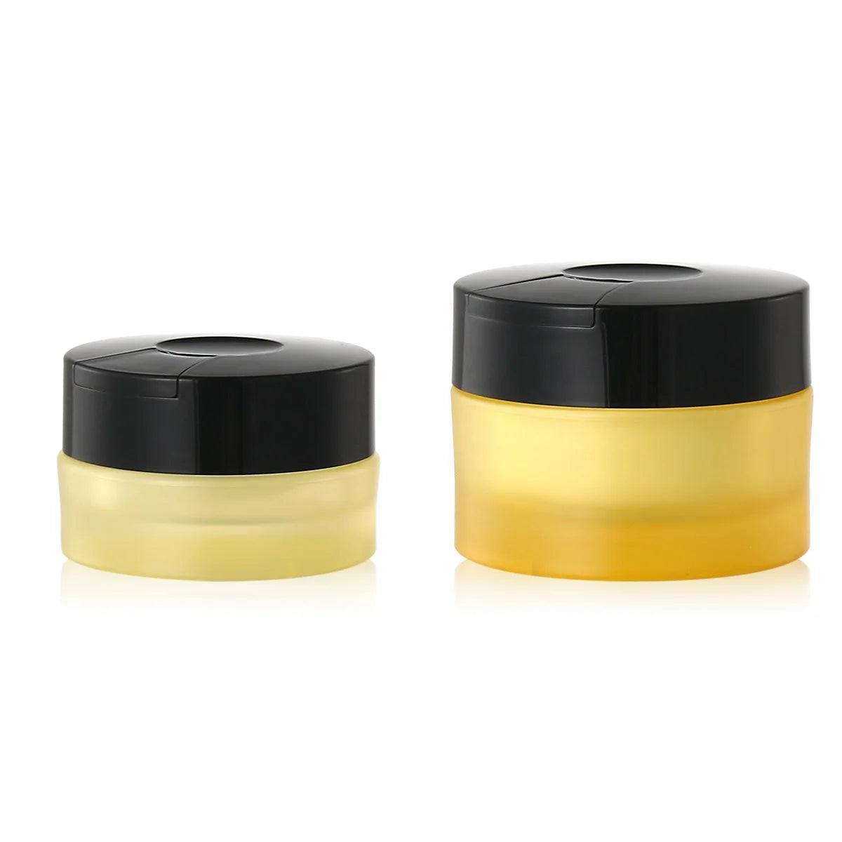 2PCS  15ml+50ml Acrylic Jar Set with Black Lid Yellow Plastic Jars Plastic Cream Jars Refillable Can for Cream