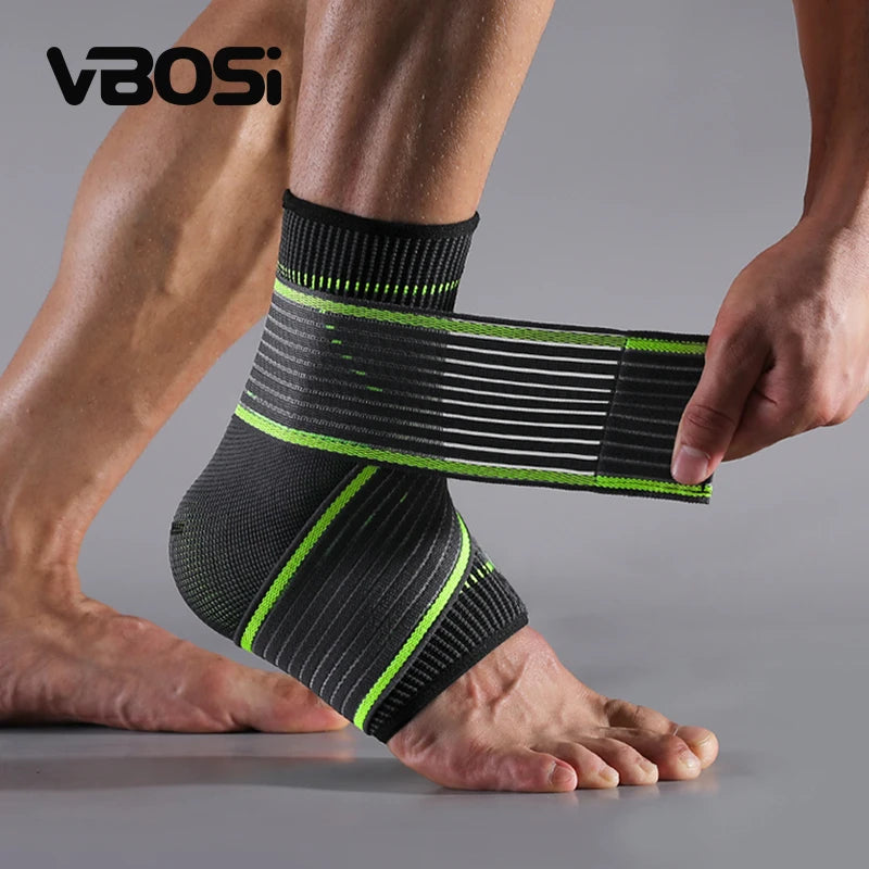 VBOSi 1 Piece Elastic Breathable Ankle Support Sleeve with Adjustable Straps for Basketball American Football