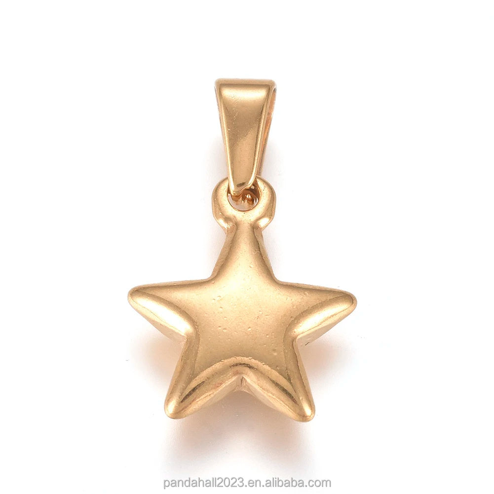 304 Stainless Steel Golden Star Charms