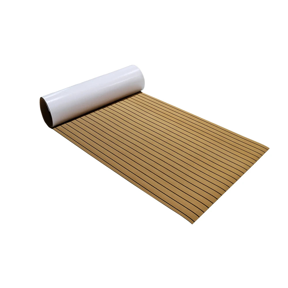 QTMat EVA Foam Faux Teak Decking Sheet Marine Boat Flooring Pad Self Adhesive Non-slip Yacht Flooring Pad UV Floor Mat