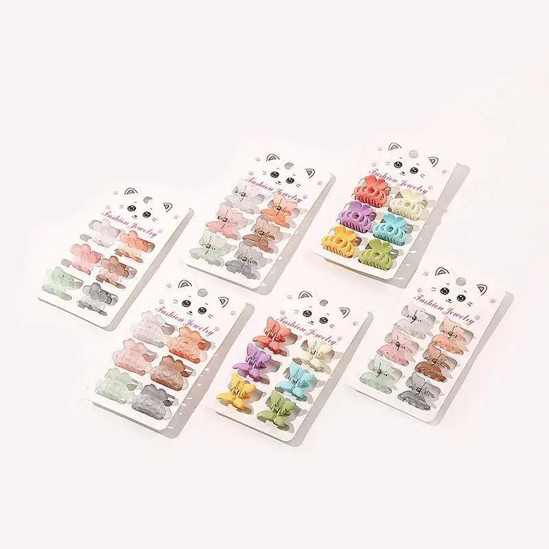Korean Women 6 Pack 2.5CM Clip Accesorios Para El Cabello Small Matte Frosted Plastic Hair Claw Macaron Mini Cute Clamps Clip