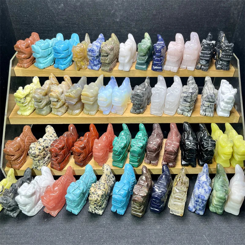 2inch  Bulk Wholesale Natural  Healing Stones Crystal Polished Gravel Crystal Head Dragon for Home Decoration