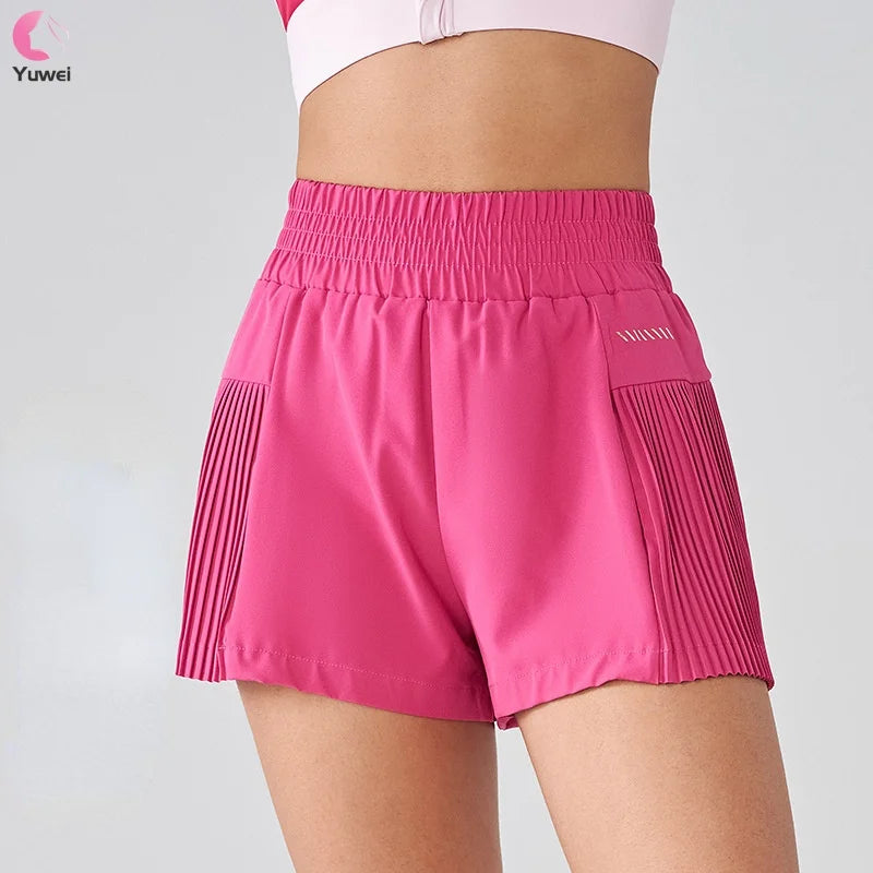 Women's Athletic Long Workout Hiking Shorts Quick Dry High Waisted Active Shorts Zipper Pocket Running Shorts