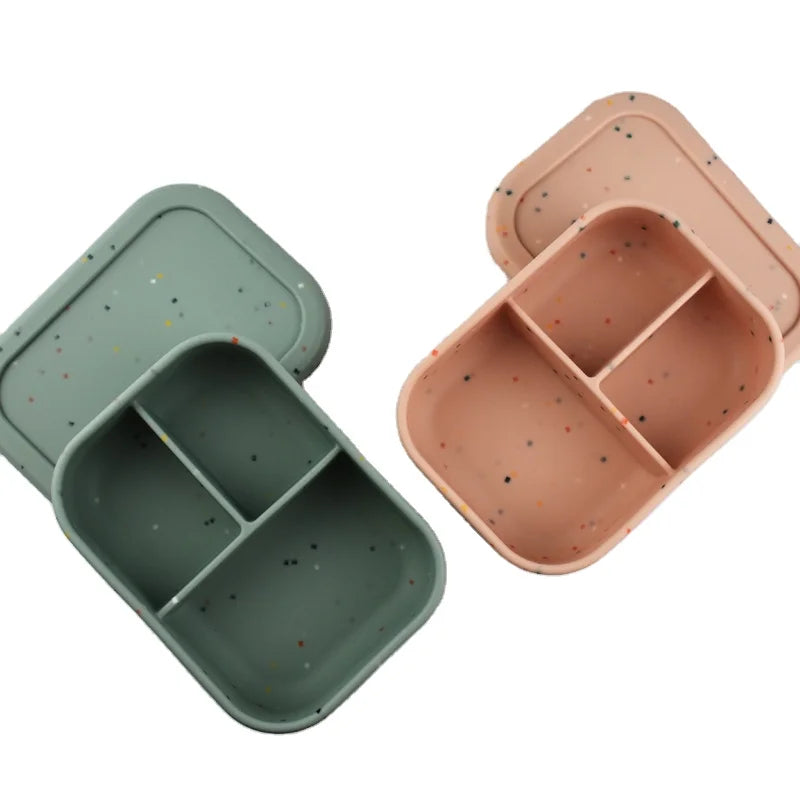 Beststore Newborn Square Dot Work Container Heatable Leakproof Microwavable Steamable Portable Food Grade Silicone Lunch Box